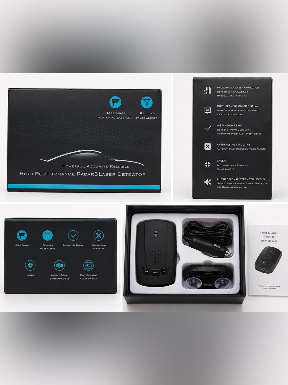 High Performance Radar & Laser Detector X Bands Vehicle Alert System New